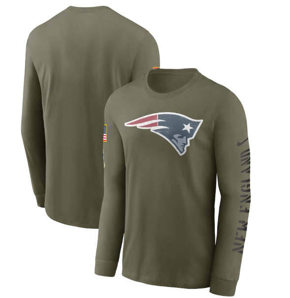 Men's New England Patriots Olive 2022 Salute to Service Long Sleeve T-Shirt